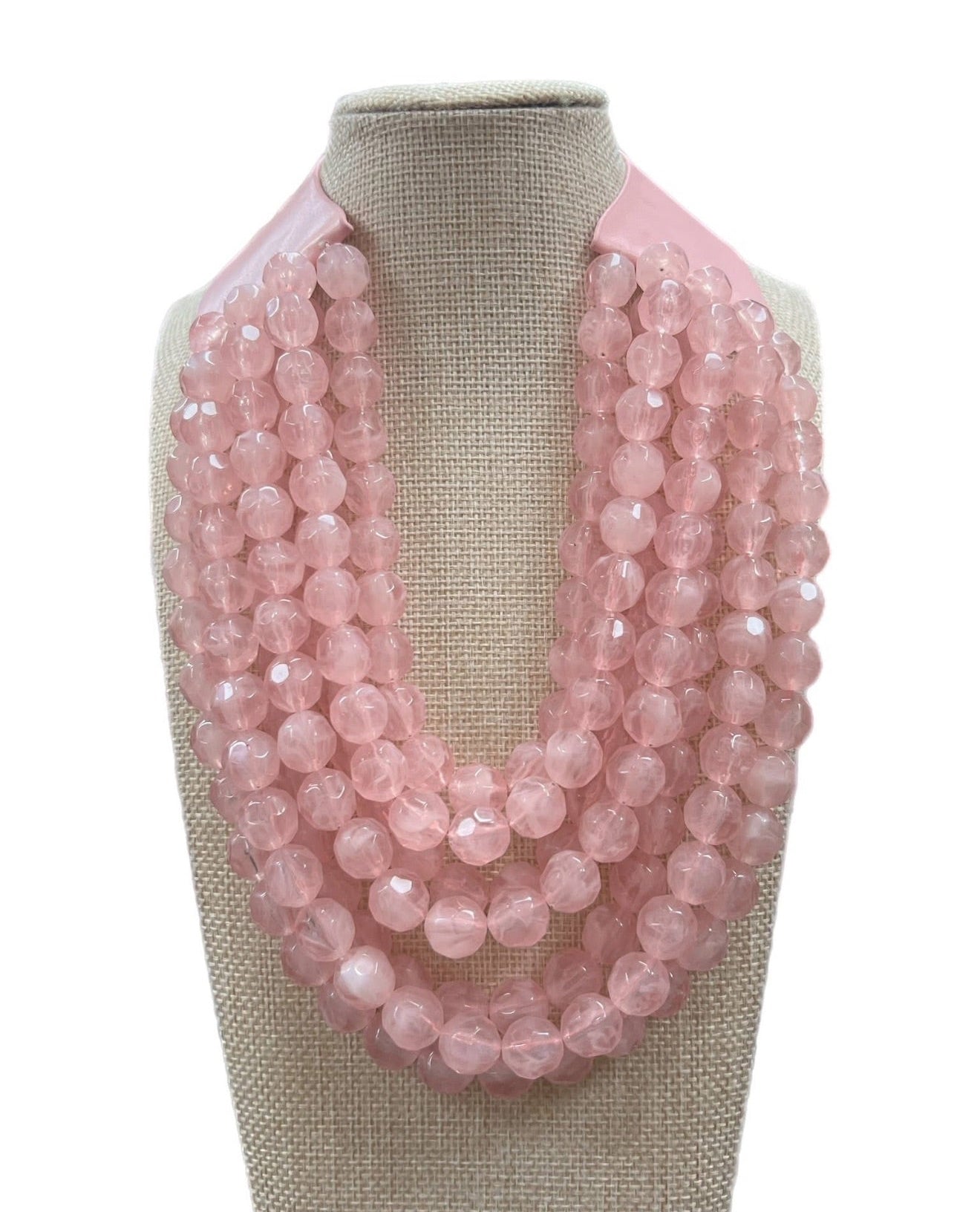 Light Pink Multilayer Beaded Magnetic Closure Necklace