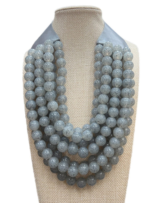 Grey Multilayer Beaded Magnetic Closure Necklace