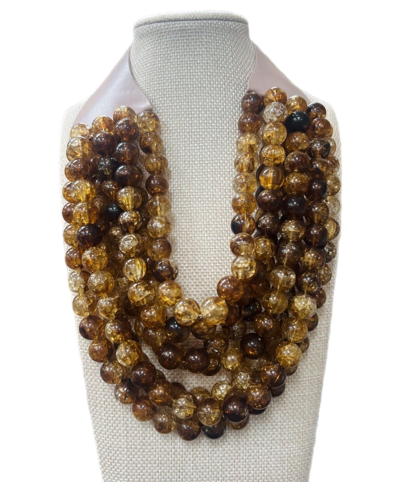 Brown Multilayer Beaded Magnetic Closure Necklace