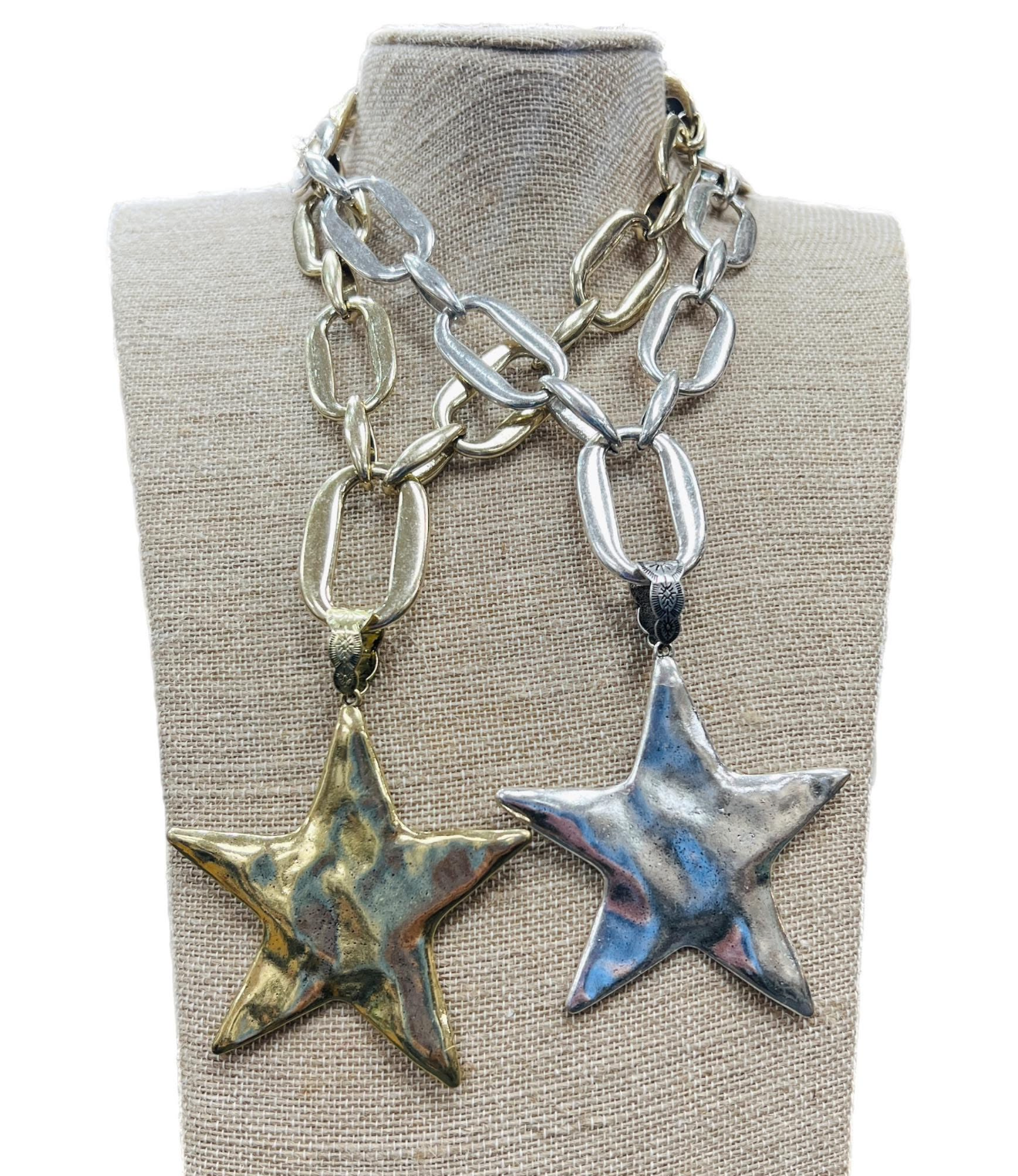 Hammered Star on Y Chain Necklace