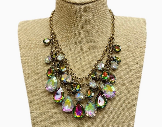 Volcano Gold Teardrop 3 Strand Necklace