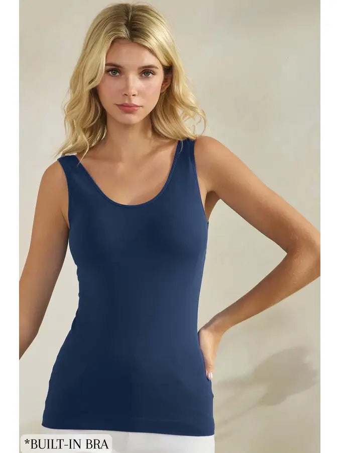 Navy Tank with Built in Bra