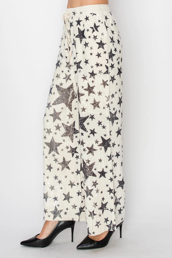 ORIGAMI Relaxed Lace Patchwork Pants with Elastic Drawstring P Star