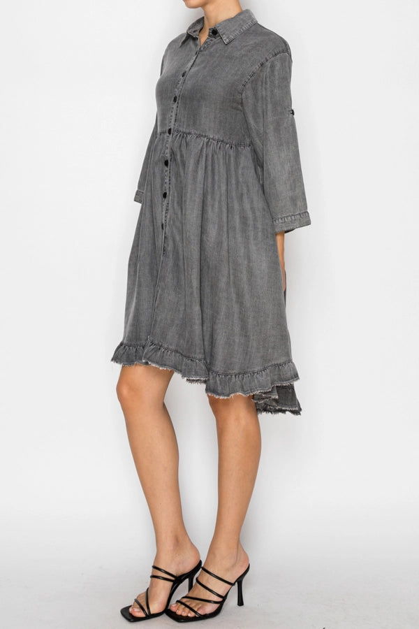 ORIGAMI Black Chambray Dress