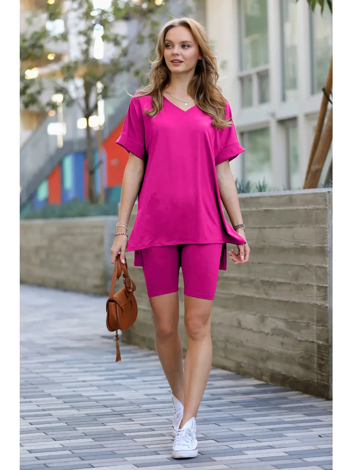Hot Pink Biker Short Set
