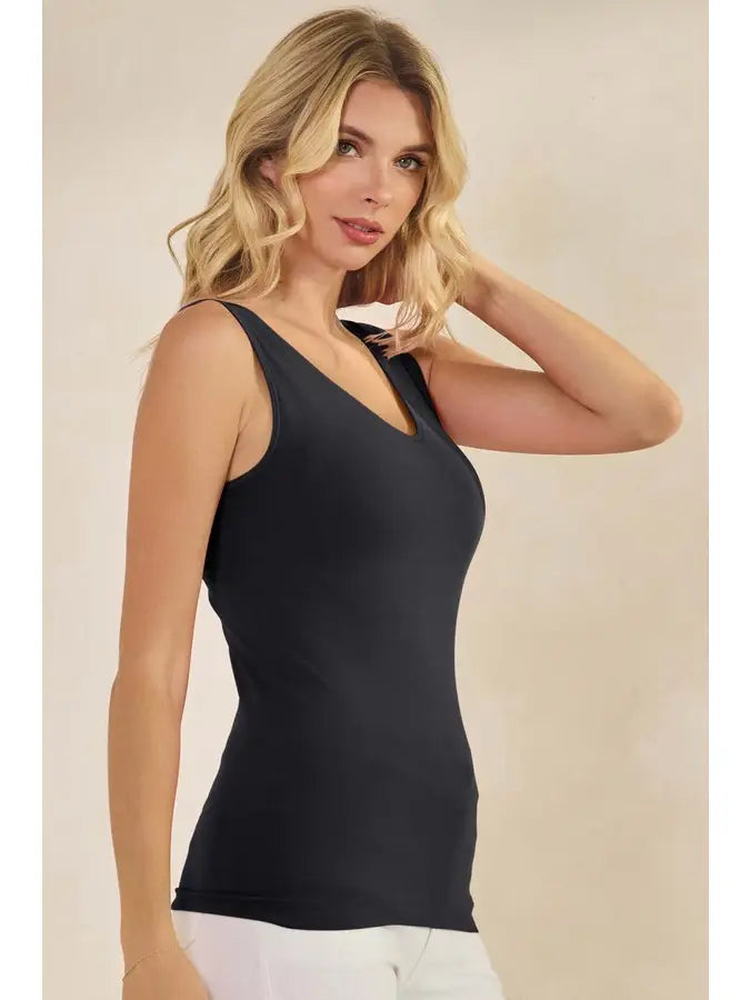 Reversible Black Tank with Built in Bra