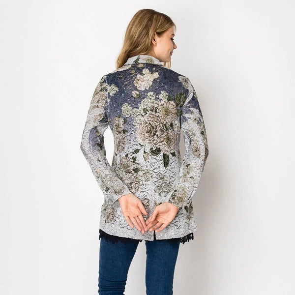 ORIGAMI Glam Sequin Embellished Lace Blazer Jacket