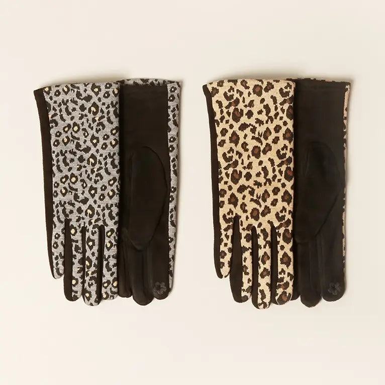Brown Leopard Print Gloves