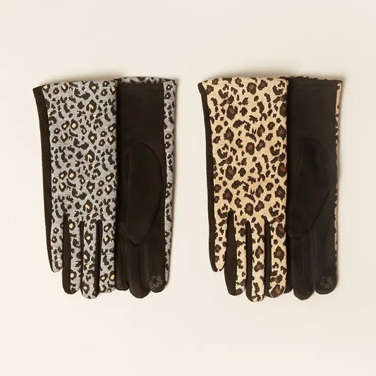 Brown Leopard Print Gloves