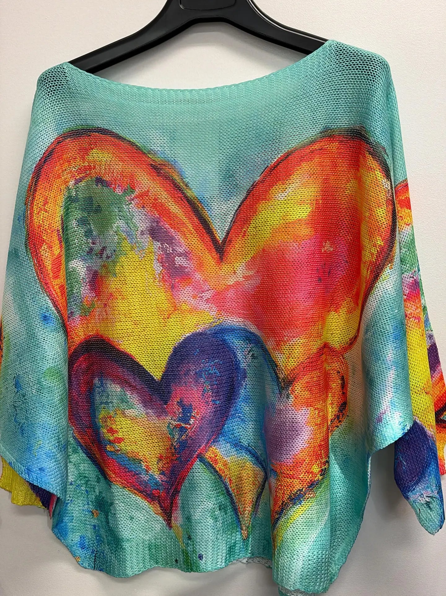 Turquoise Hearts Printed Knit Sweater