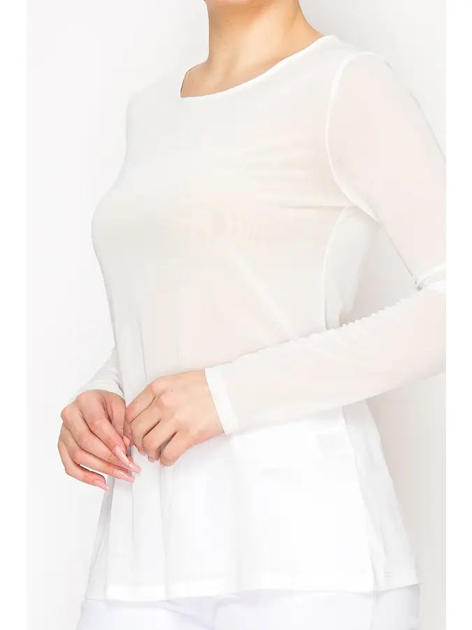 ORIGAMI Ivory Mesh Top