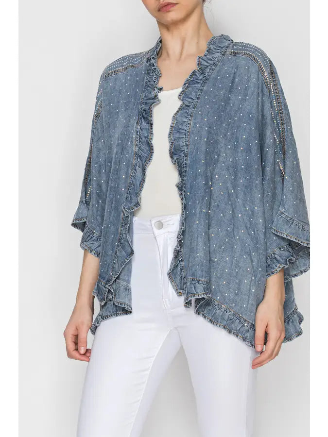 ORIGAMI Chambray Sparkle Cardigan