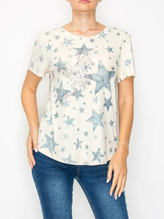 ORIGAMI Blue Star Top