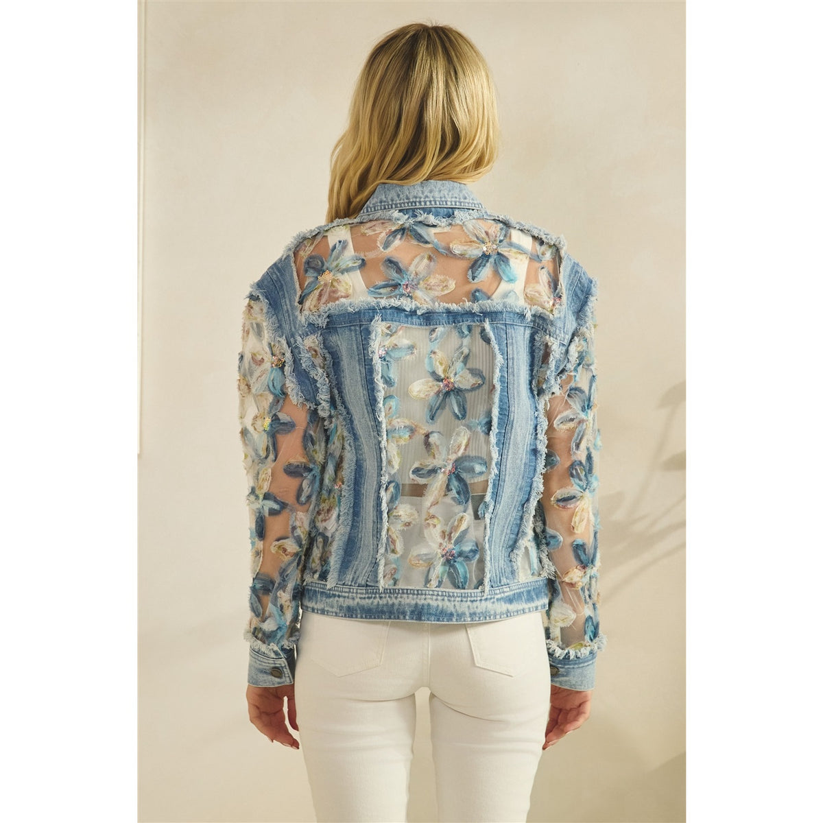 VEVERET Denim Floral Jacket