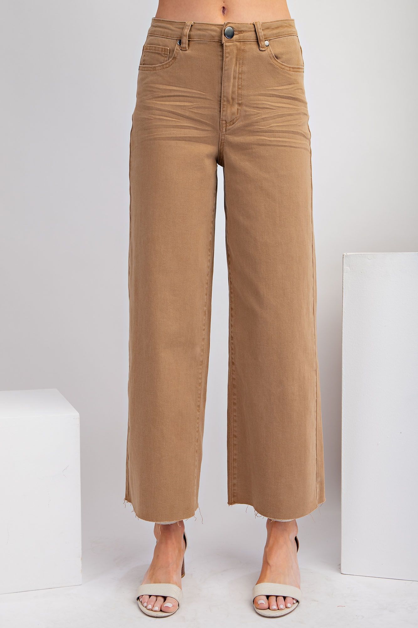EASEL Soft Stretch High Waisted Pants Pecan Pie