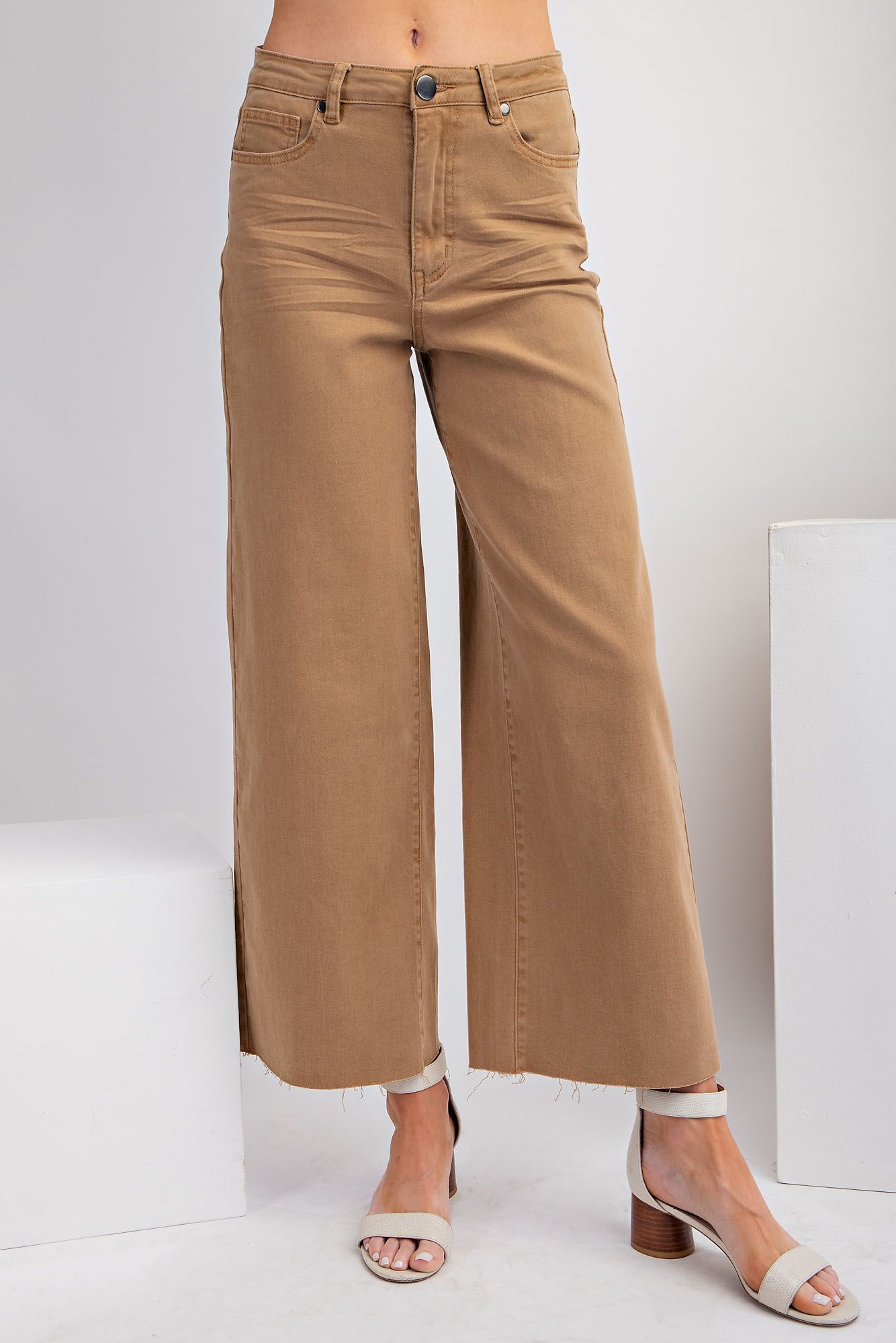 EASEL Soft Stretch High Waisted Pants Pecan Pie