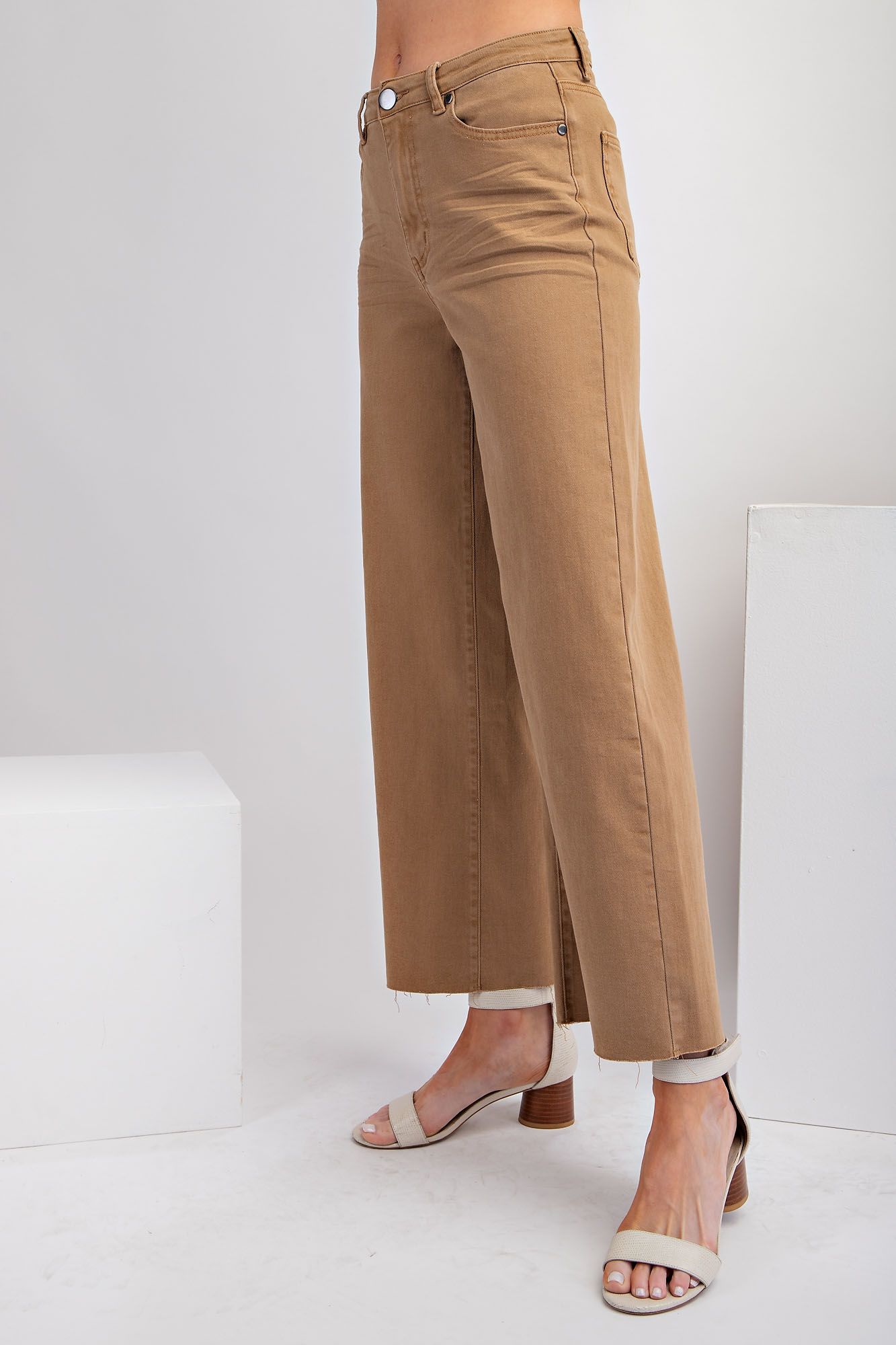 EASEL Soft Stretch High Waisted Pants Pecan Pie