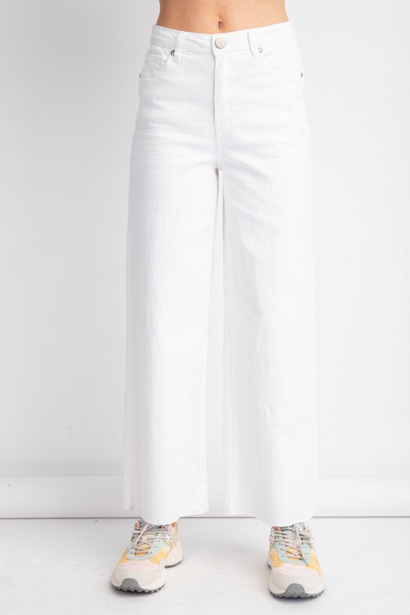 EASEL High Waisted White Denim Pants