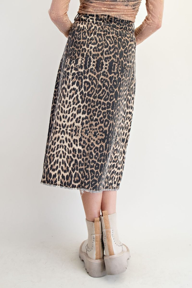 EASEL Animal Printed Twill Skirt Brown