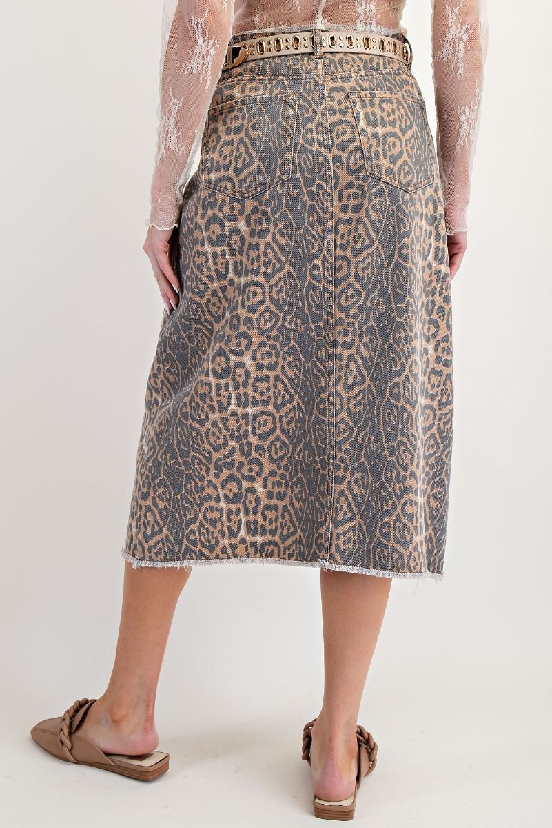 EASEL Animal Printed Twill Skirt Camel