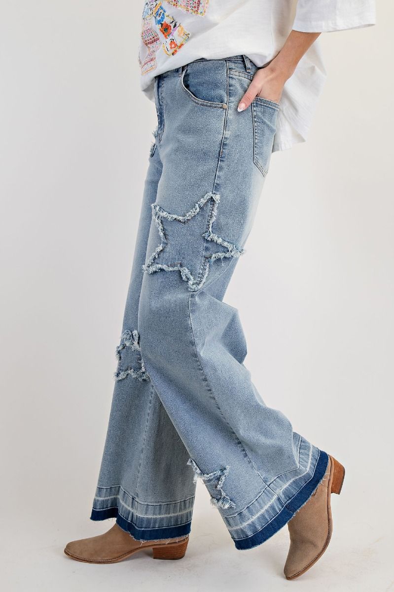 EASEL Star Patch Washed Denim Pants