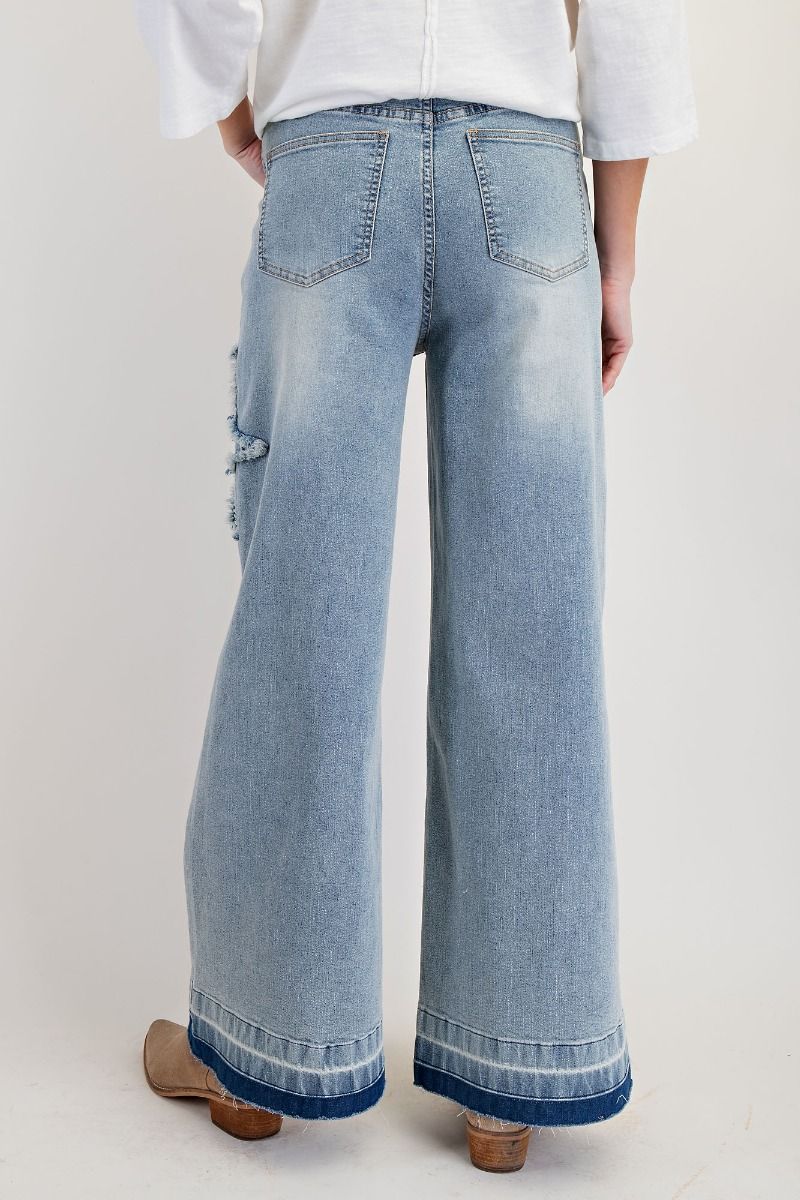 EASEL Star Patch Washed Denim Pants
