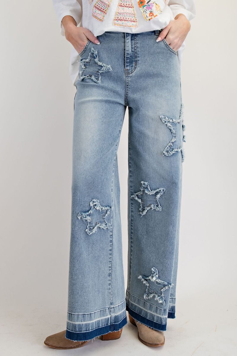 EASEL Star Patch Washed Denim Pants