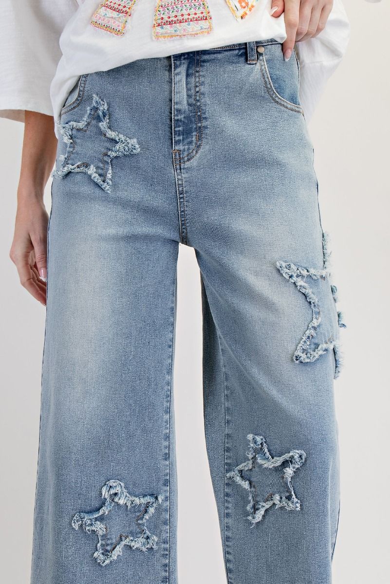 EASEL Star Patch Washed Denim Pants