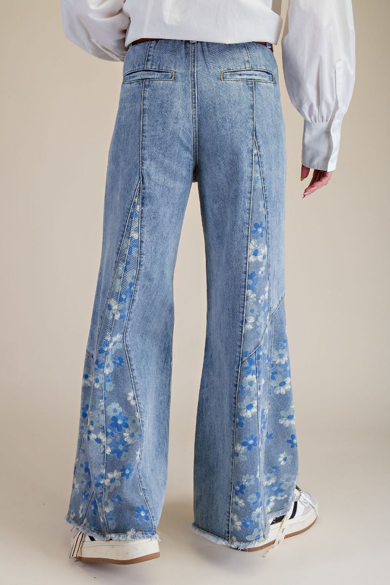 EASEL Floral Print Bell Bottoms