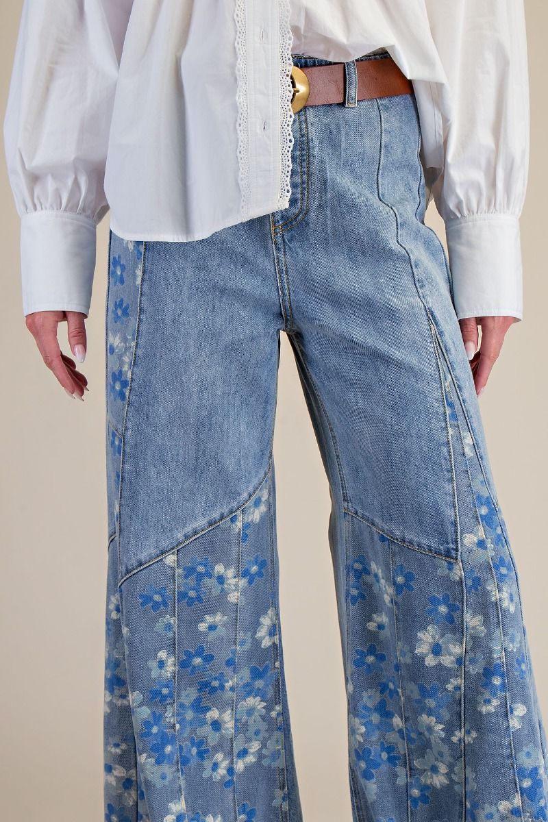 EASEL Floral Print Bell Bottoms