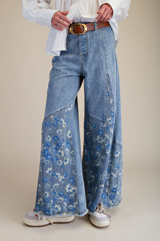 EASEL Floral Print Bell Bottoms