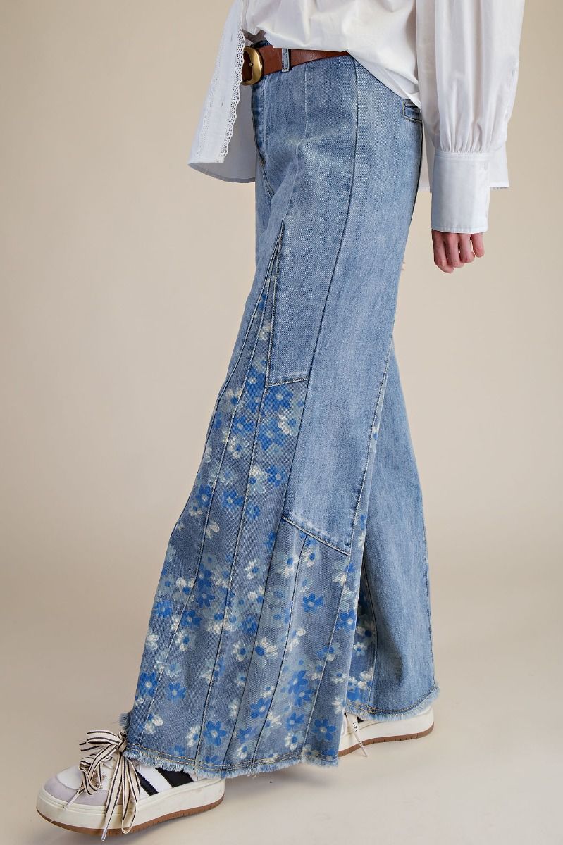 EASEL Floral Print Bell Bottoms