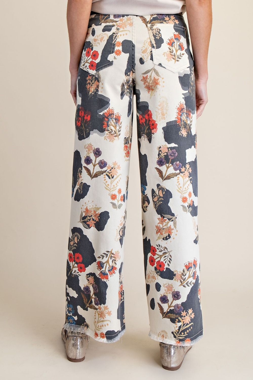 EASEL Ash Cow Floral Print Pants