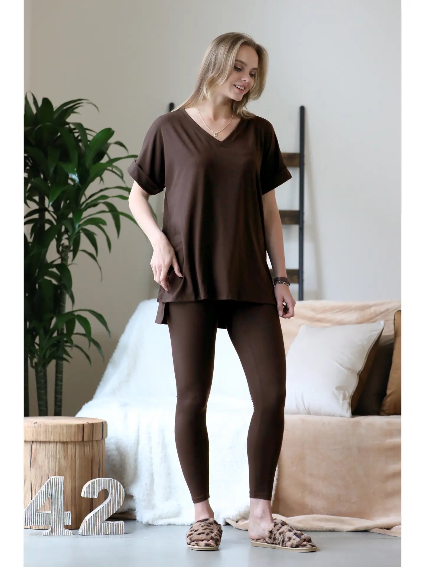 Brown Tunic and Leggings Set