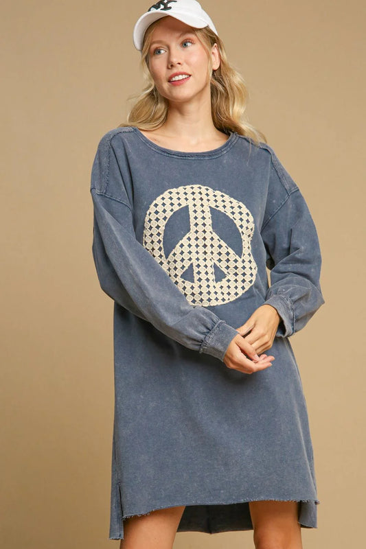 UMGEE Peace Dress French Terry Blue