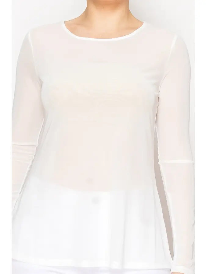 ORIGAMI Ivory Mesh Top
