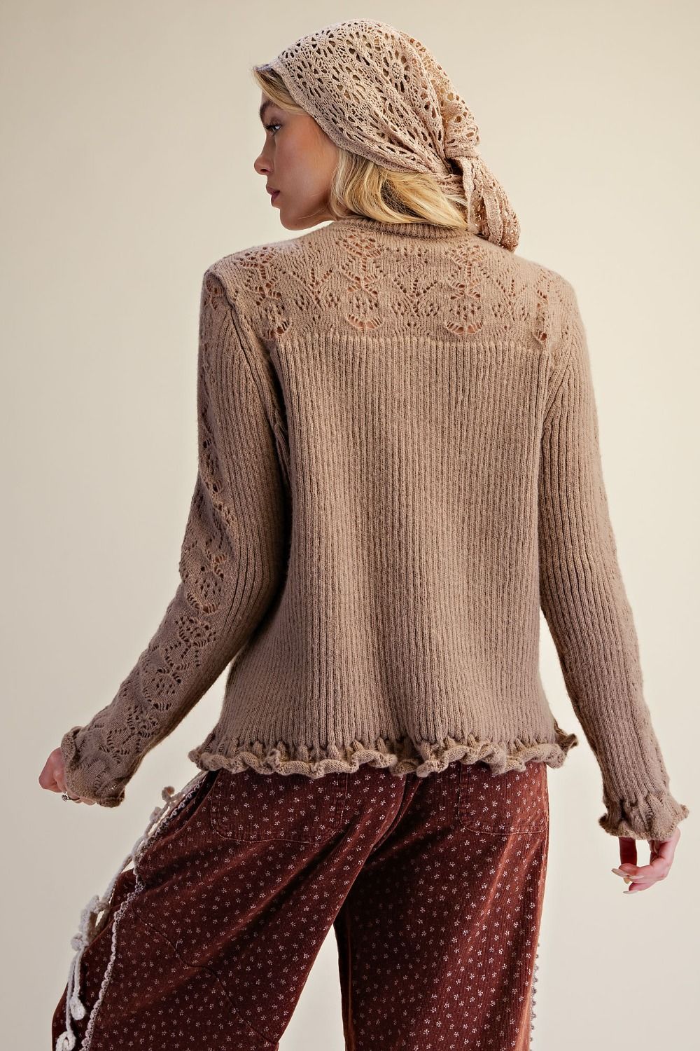 EASEL Mocha Knitted Sweater Cardigan