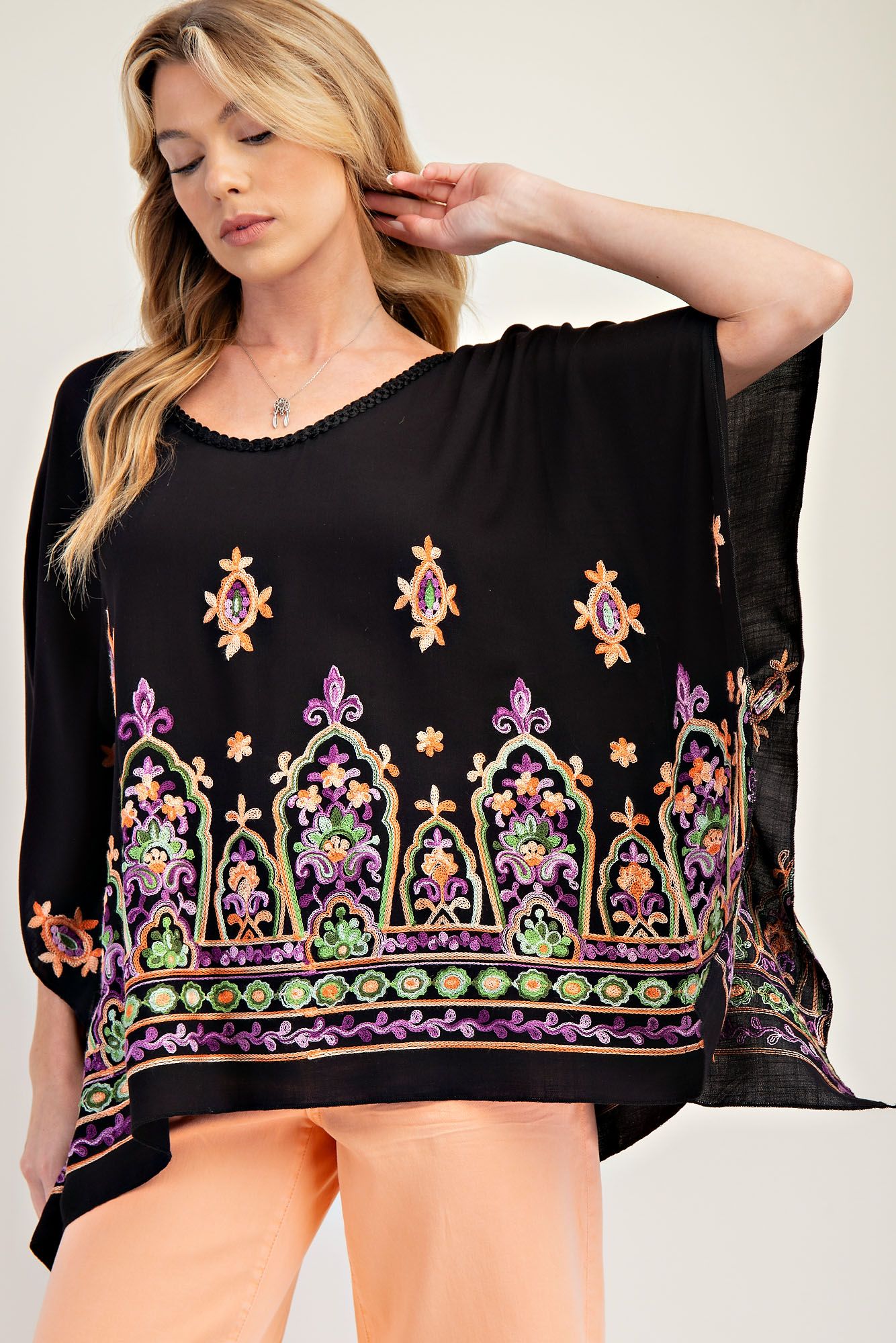 EASEL Embroidered Poncho Top *Market Special*