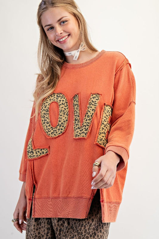 EASEL Animal Print Love Sweatshirt Spice