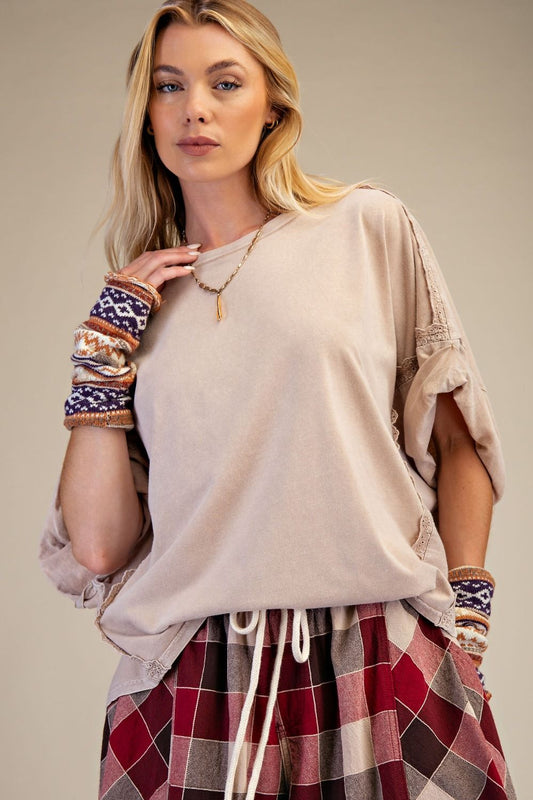 EASEL Khaki Oversized Top