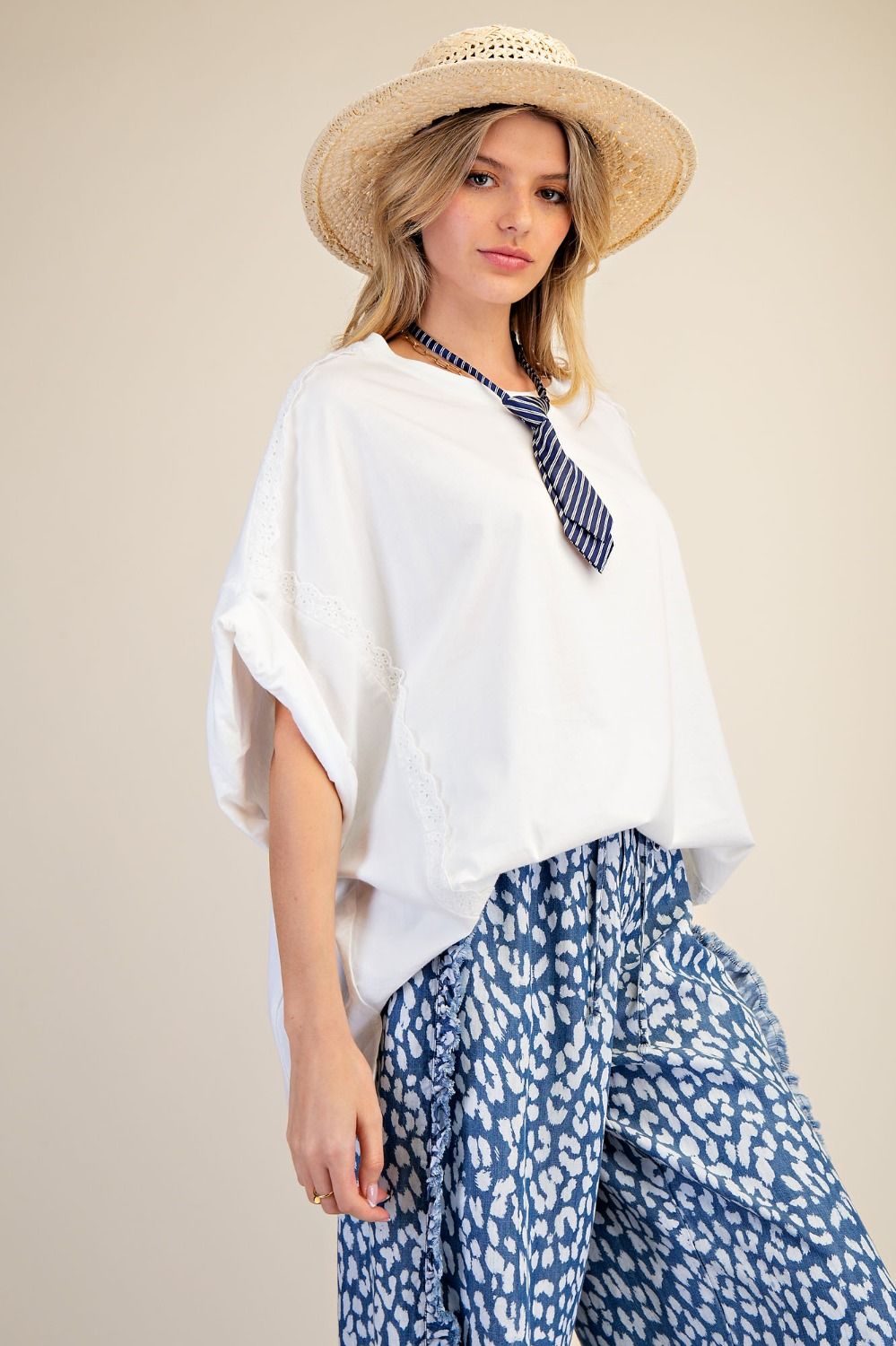 EASEL White Oversized Top