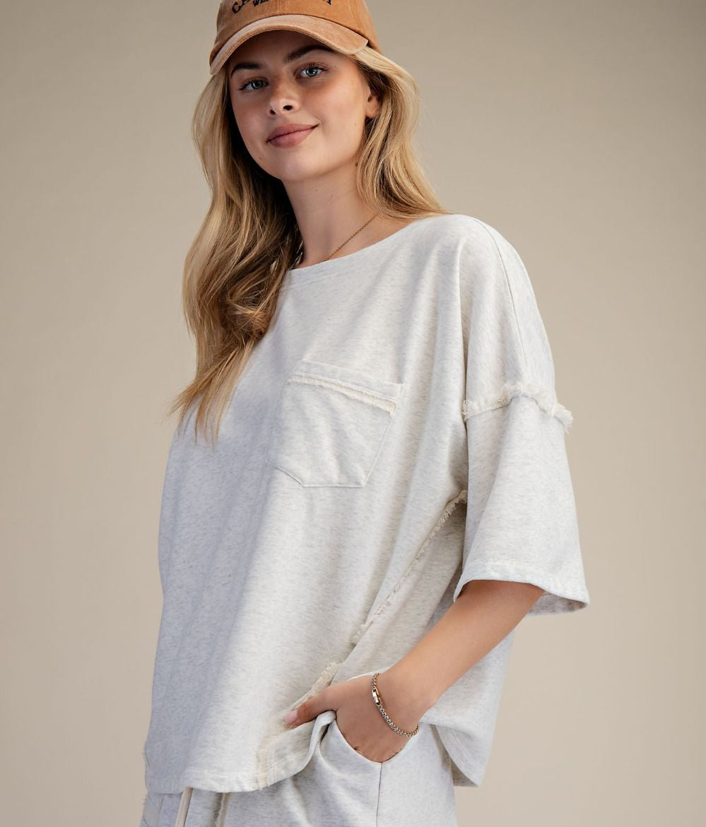 Easel Natural Terry Knit Top