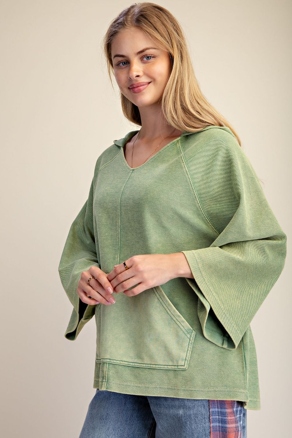 Easel Matcha Mineral Washed Hoodie Pullover