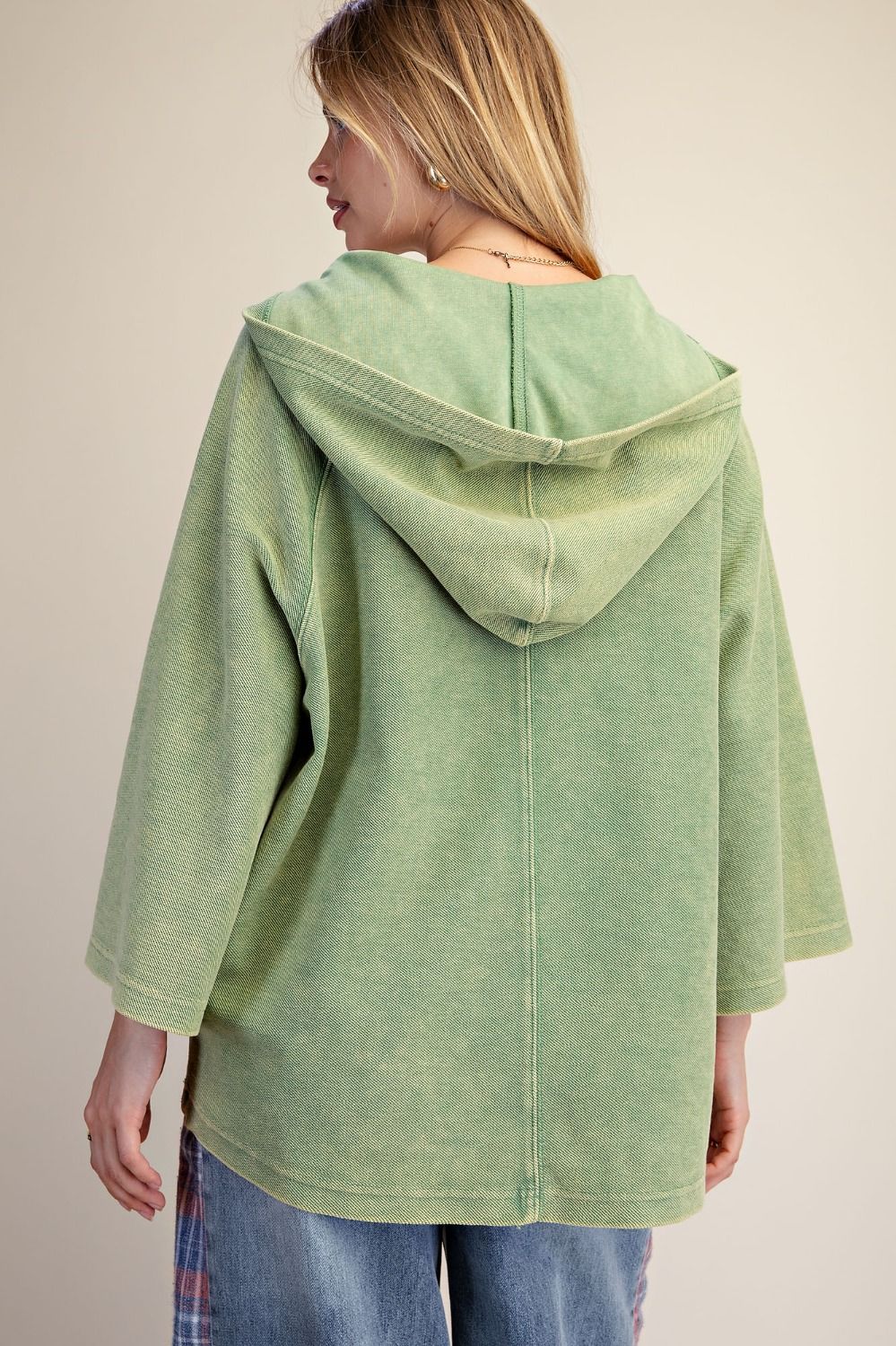 Easel Matcha Mineral Washed Hoodie Pullover