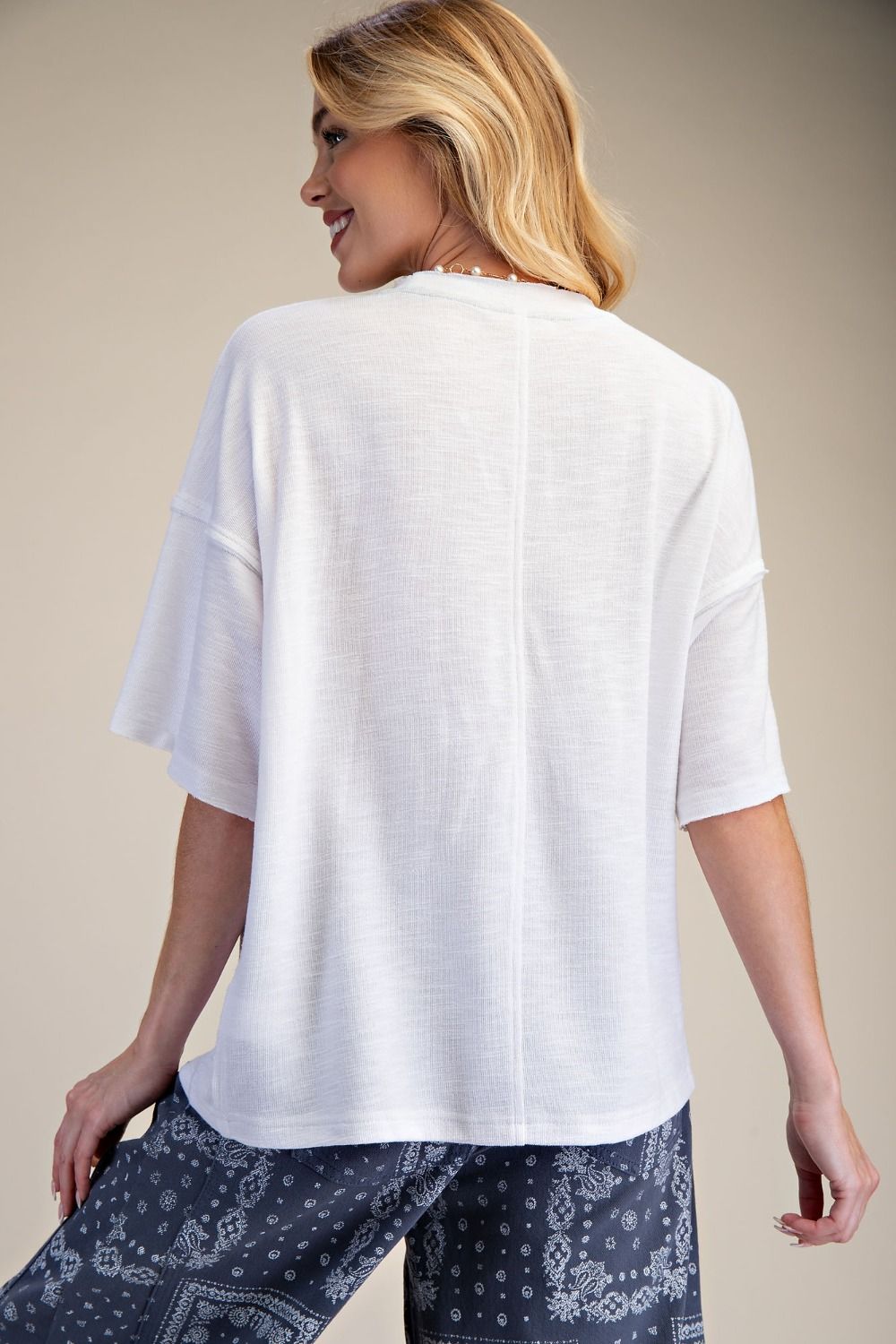 Easel White Floral Patch Top