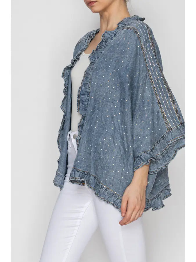 ORIGAMI Chambray Sparkle Cardigan