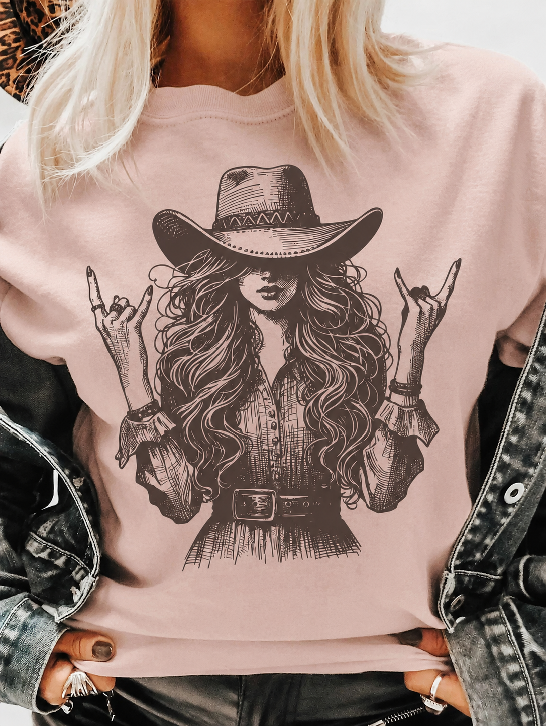 J Coons Pink Cowgirl Rockstar Crystal Tee