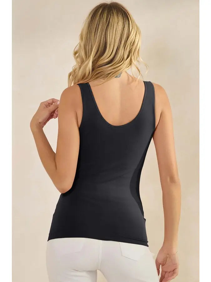 Reversible Black Tank with Built in Bra