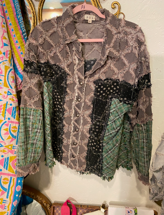POL multi fabric shirt