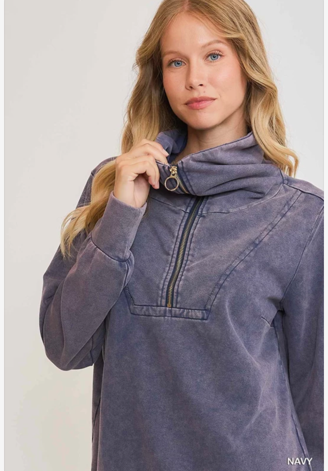 UMGEE half zip pullover in washed blue